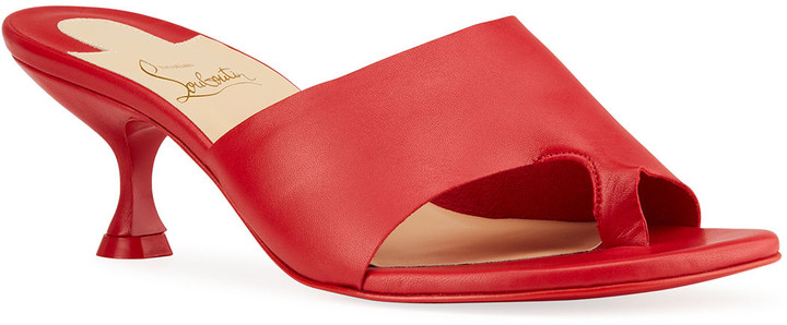 christian louboutin viva cancan red sole slide sandals