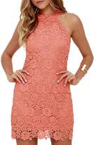 Thumbnail for your product : Yacun Women Lace Party Dress Summer Cocktail Dresses Sleeveless Halter Bridemaid L(US 10)