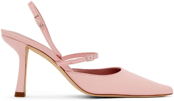 BY FAR Pink Nappa Tiffany Slingback Heels - ShopStyle Closed Toe Pumps