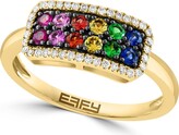 Thumbnail for your product : Effy 14K Yellow Rainbow Sapphire & White Diamond Ring - Size 7
