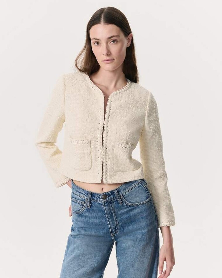 Rag & Bone Cheyenne Whipstitch Trimmed Tweed Lady Jacket