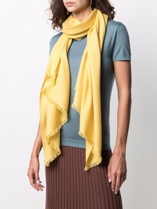N.Peal Frayed Detailing Cashmere Scarf