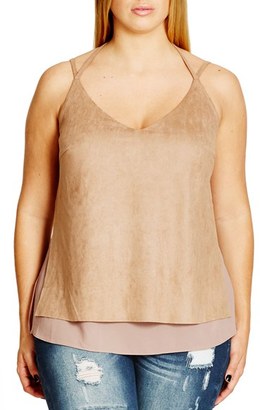 City Chic Plus Size Women's Faux Suede Layered Camisole