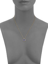 Thumbnail for your product : Suzanne Kalan English Blue Topaz, White Sapphire & 14K White Gold Cushion Pendant Necklace