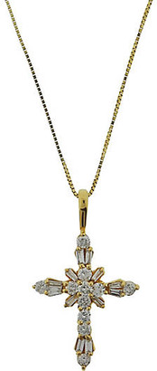 One Kings Lane Vintage 14K Yellow Gold & Diamond Cross Necklace - BRP Luxury/OKL