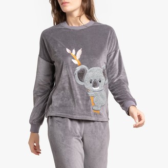 La Redoute Collections Velour Pyjamas with Koala Motif