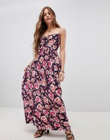 Thumbnail for your product : Band of Gypsies Tie Front Maxi Dress in Floral Print