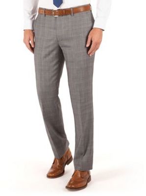 Jeff Banks Light grey check plain front regular fit luxury suit trouser
