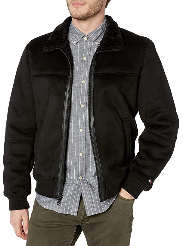 Tommy Hilfiger Classic Faux Shearling Stand Collar Bomber Jacket - ShopStyle