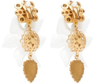 Dolce & Gabbana Crystal-embellished Lily Clip Earrings - Womens - Gold