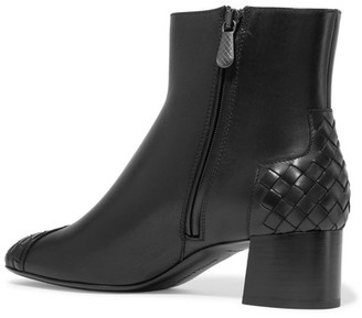 Bottega Veneta Intrecciato Leather Ankle Boots - Black
