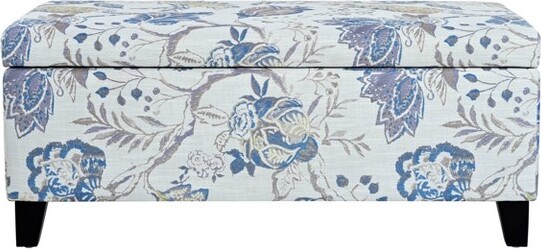 Christopher Knight Home ChristopherKnightHomeKaydenContemporaryWoodUpholsteredStorageOttomanBlueFlower