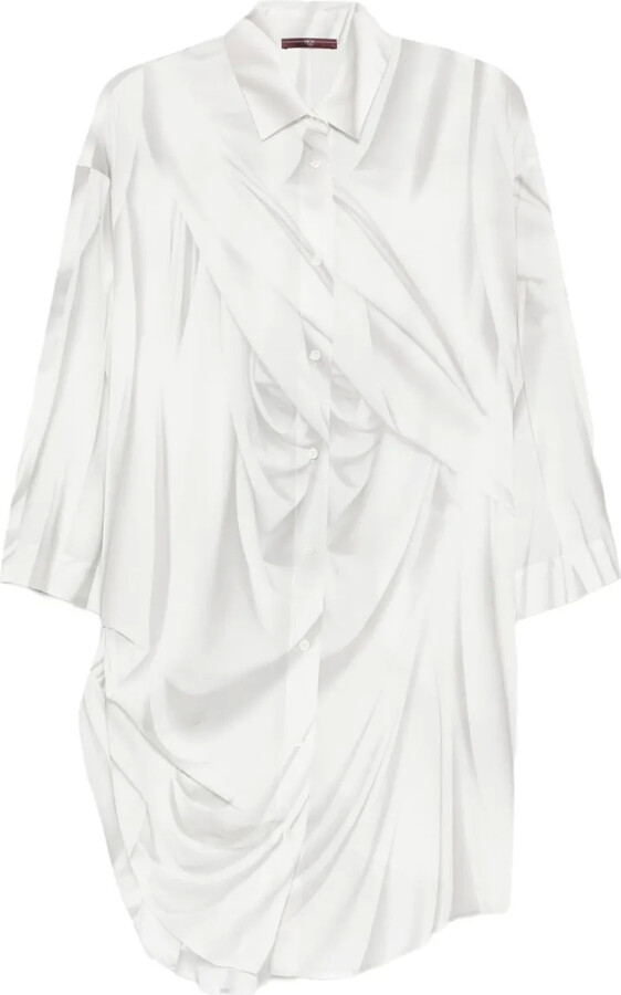 High Draped Button-Front Shirt