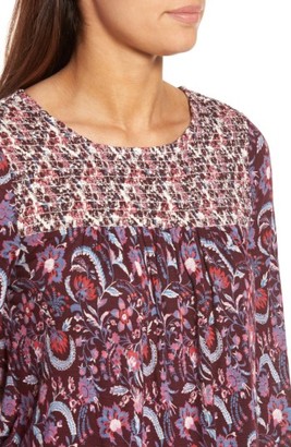 Lucky Brand Women's Mix Print Smocked Top