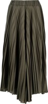Cropped Pleated Wide-Leg Trousers 