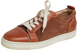 Christian Louboutin Brown Suede and Leather Lace Up Sneakers Size 41.5 -  ShopStyle