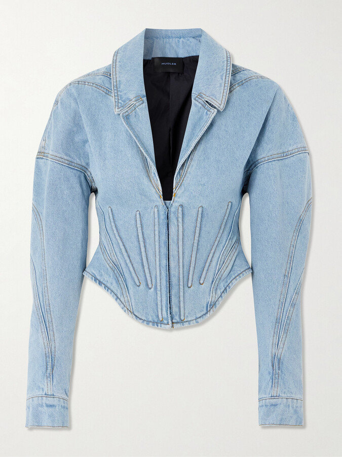 Thierry Mugler Organic Denim Corset Jacket - Blue - ShopStyle