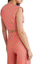 Thumbnail for your product : Miguelina Marcy Cropped Tie-front Floral-print Linen Top