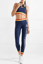 Thumbnail for your product : Perfect Moment - Cutout Striped Stretch Sports Bra - Navy