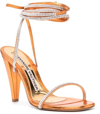 Alexandre Vauthier Crystal Embellished Metallic Sandals