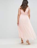 Thumbnail for your product : Little Mistress Plus Maxi Dress With Lace Shoulder