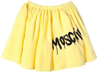 Moschino Logo Printed Cotton Poplin Skirt