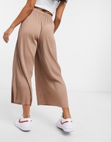 Thumbnail for your product : ASOS DESIGN Petite plisse culotte pants in brown