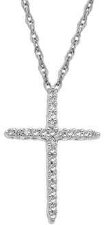 Saks Fifth Avenue 14K White Gold & Diamond Cross Pendant Necklace