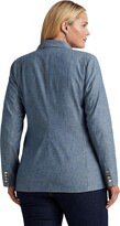 Thumbnail for your product : Lauren Ralph Lauren Plus Size Double-Breasted Chambray Blazer (Beryl Blue Wash) Women's Clothing