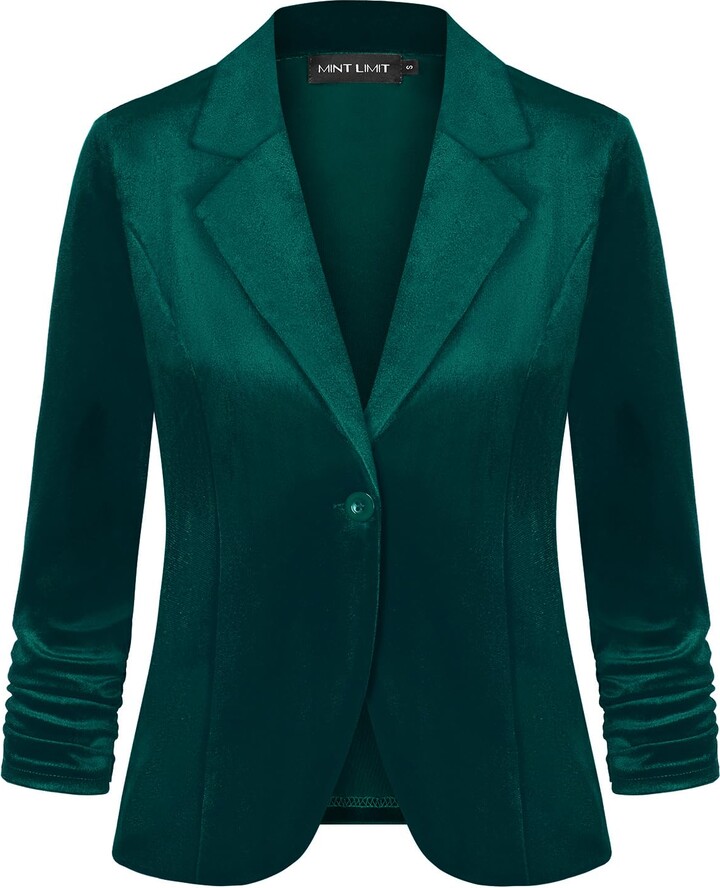 MINTLIMIT Velvet Blazers for Women Casual One Button Everyday Wear Suit