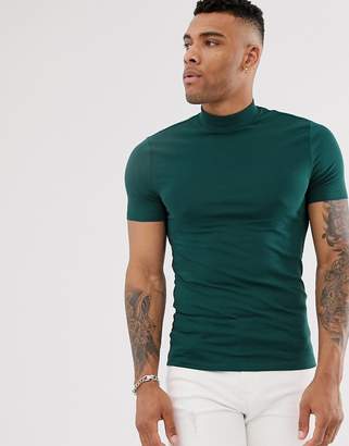 ASOS Design DESIGN organic muscle fit jersey turtle neck in green