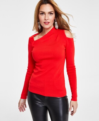 INC International Concepts Asymmetrical Cold-Shoulder Sweater, Created for Macy's