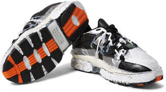 Maison Margiela Fusion Distressed Rubber-Trimmed Leather Sneakers