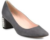 Thumbnail for your product : Kate Spade Danika Jeweled-Heel Suede Pumps