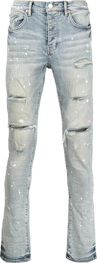 Purple Brand P001 paint splatter slim-fit jeans