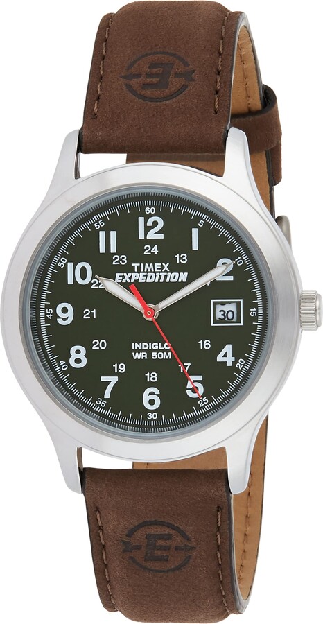 Timex Men's TW4B16000 Expedition Field Brown/Blue Leather Strap Watch