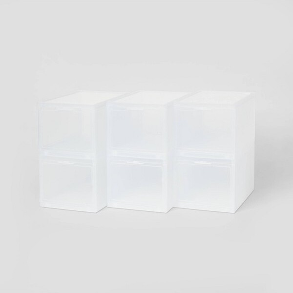 Small Stackable Bins Front Opening Clear Plastic Brightroom