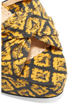 Thumbnail for your product : Charlotte Olympia Show Shoes Printed Canvas Platform Sandals - Mustard