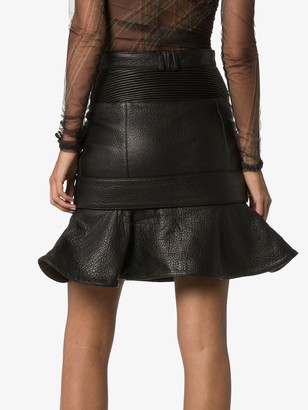 Faith Connexion Ruffled Leather Skirt