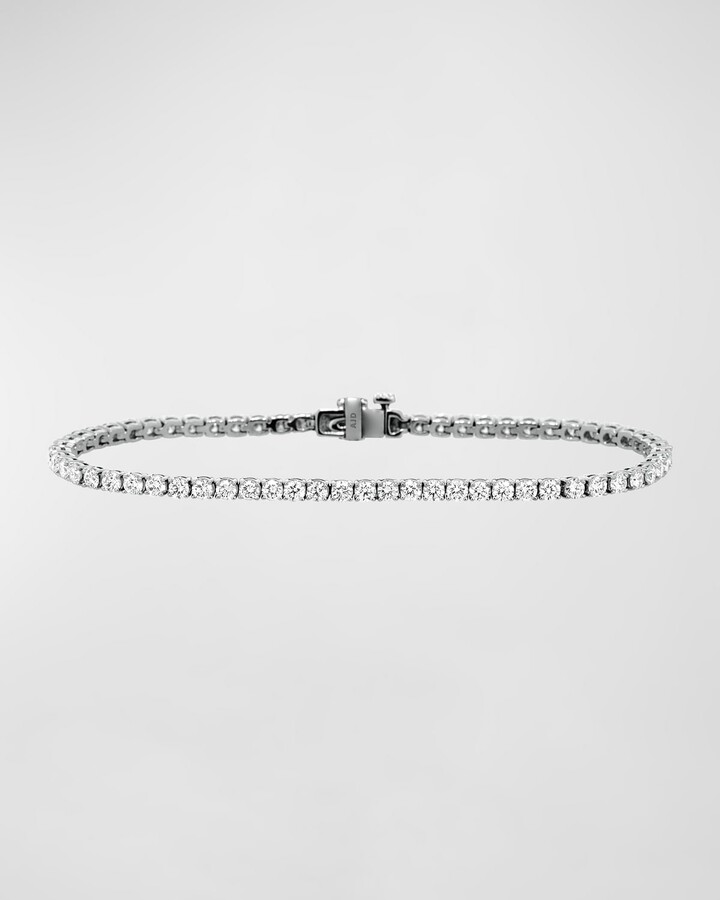 Neiman Marcus Diamonds 18k White Gold Diamond Tennis Bracelet, 3.9tcw