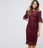 Thumbnail for your product : Paper Dolls Tall off shoulder crochet midi dress with frill sleeve