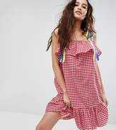 Thumbnail for your product : Reclaimed Vintage Inspired Gingham Dress With Ribbon Tie Straps