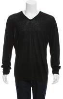 Thumbnail for your product : John Varvatos Leather Trimmed V-Neck Sweater