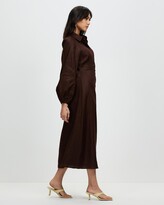 Thumbnail for your product : AERE - Women's Brown Midi Dresses - Open Back Shirt Dress - Size 6 at The Iconic