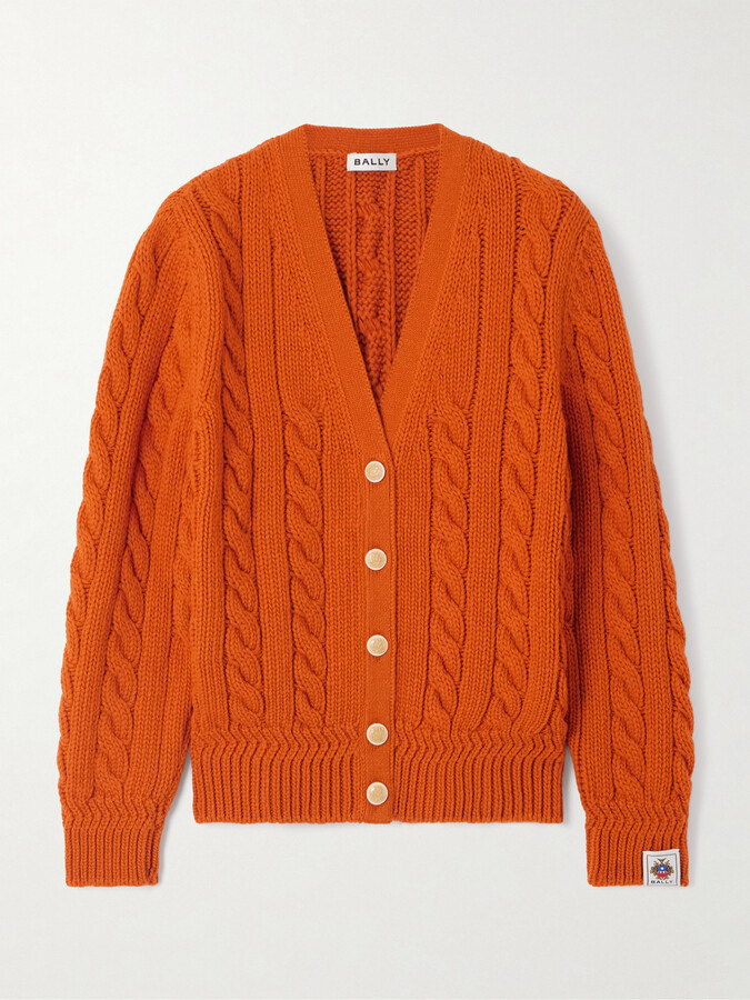 Bally Cable-knit Wool Cardigan - Orange