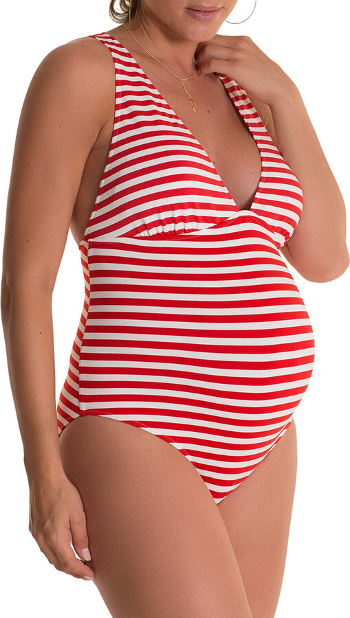 PEZ DOR Maternity Rimini Textured Marine Striped One Piece