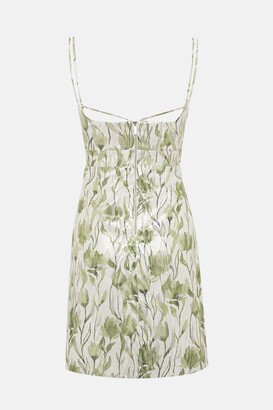 Karen Millen Pine Flower Metallic Woven Strappy Mini Dress