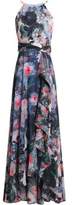 Thumbnail for your product : Badgley Mischka Ruffled Floral-Print Crepe De Chine Gown