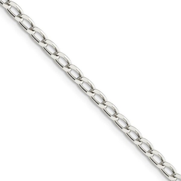 Black Bow Jewelry Co. BlackBowJewelry3.2mmSterlingSilverSolidOpenCurbChainBracelet7Inch