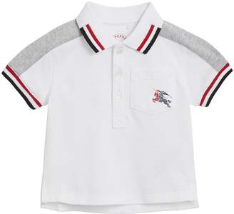 Burberry Kids Stripe Detail Cotton Piqué Polo Shirt